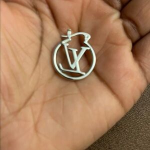 Louis Vuitton Silver Openwork LV Circle Pendant Charm
